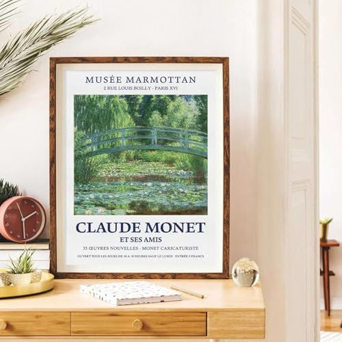 LZMASM Claude Monet Seerosen-Kunstposter, Druck, japanische Brücke, Seerosen, Eindruck, Leinwandgemälde, Wohnzimmer, Heimdekoration, 60 x 80 cm, rahmenlos von LZMASM