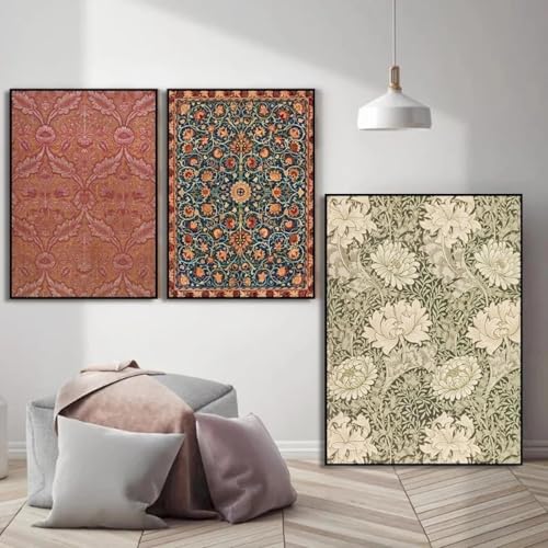 LZMASM Vintage-Muster-Posterdruck, Leinwandkunst, Bilder für Zuhause, Wohnzimmer, Schlafzimmer, Dekor, Leinwandmalerei, Wandkunstdruck, Poster, 50 x 70 cm, 3-teilig, rahmenlos von LZMASM