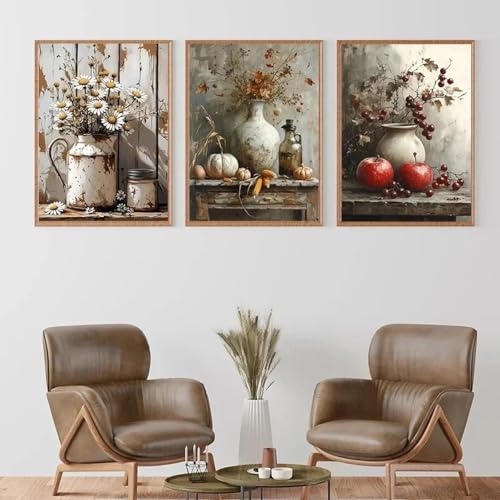 LZMASM Zitronen-Olivenbaum-Pflanzen in Vase, Drucke, Stillleben, Poster, Vintage-Wandkunst, Leinwandgemälde, botanische antike Wohnkultur, 40 x 50 cm, 3-teilig, rahmenlos LZMASM Zitronen-Olivenbaum-Pflanzen in Vase, Drucke, Stillleben, Poster, Vintage-Wandkunst, Leinwandgemälde, botanische antike Wohnkultur, 40 x 50 cm, 3-teilig, rahmenlos von LZMASM