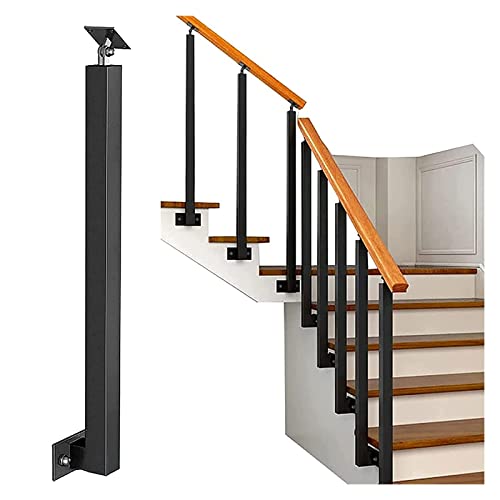 Geländer Treppengeländer Treppe Metall Geländerspindeln Seitliche Montage, 60/70/80/90/100/110 cm hoch Schwarz Quadratisch Geländerspindel, für Deck/ Plattform/ Dachboden ( Color : Black , Size : High von LZMZMQ