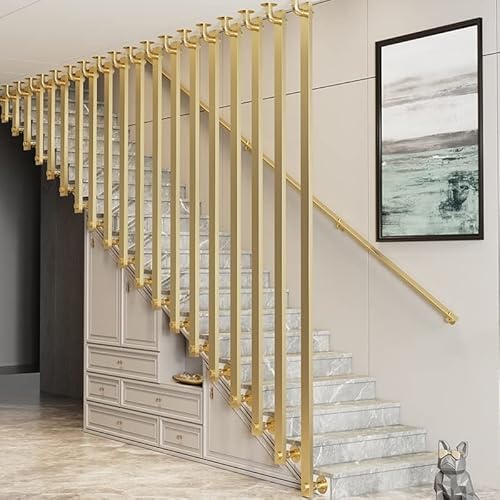 Handlauf Treppe Geländer Treppengeländer Innen Schmiedeeisen Wandgeländer Kit Für Indoor-Treppe, Senioren Sicherheit Anti-Rutsch Handlauf Rohr / Gold Metall Schritt Schiene Rohr Für Treppe, Mit Stütze von LZMZMQ