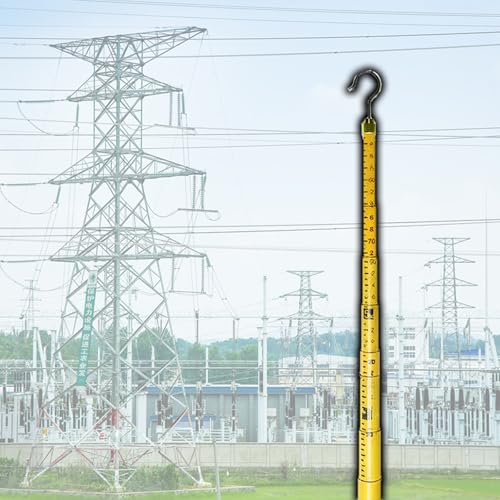 Hochspannungs-Messstab 18 15 12 10 8 6 M Glasfaser-isoliertes Teleskop-Turmlineal, Verstellbare Gelbe Höhenstange Mit Haken, Leichtes Baumhöhenmessgerät(6m/19.7ft) von LZMZMQ