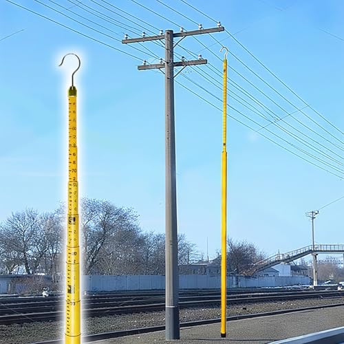 Hochspannungs-Messstab 6/8/10/12/15/18 Meter Teleskop-Leistungsmessstab Mit Tragetasche, Werkzeug Zur Messung Der Entfernung Von Strommasten, Für Stromleitungsinspektionen(Yellow,10m/32.8ft) von LZMZMQ