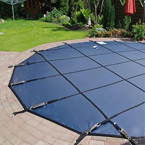 LZMZMQ Pool Sicherheitsabdeckung 1 2 3 5 6 8 10 M Runde Poolabdeckung Für Eingebaute Pools, Sola-Pool-Sicherheitsabdeckungen Mit Installationswerkzeugen, Winter-Laub-Poolabdeckung(18ft/5.5m) von LZMZMQ