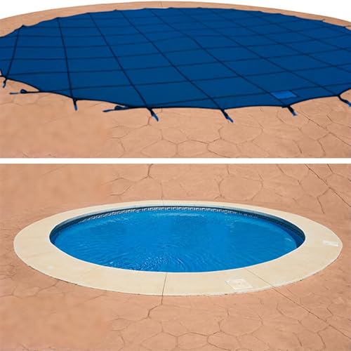 Pool Sicherheitsabdeckung 1 2 4 6 10 M Winter-Sicherheitsabdeckung Für Runde Eingebaute Pools, Strapazierfähige Poolabdeckung Mit Netz, Poolplanen Für Holzdecks/Betonböden(Blue,24ft/730cm) von LZMZMQ