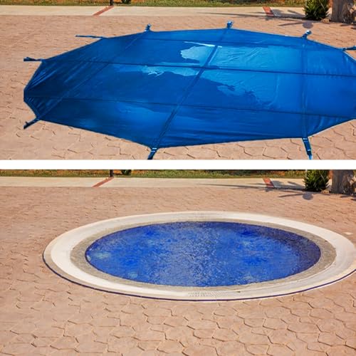 Pool Sicherheitsabdeckung Poolabdeckungen Für Aufstellpools 730cm Winter, Schwimmbeckenabdeckungen Mit Sicherheitsnetz, Harte Cubierta para Piscina/Laubabdeckung,(Blue,26ft/7.9m) von LZMZMQ