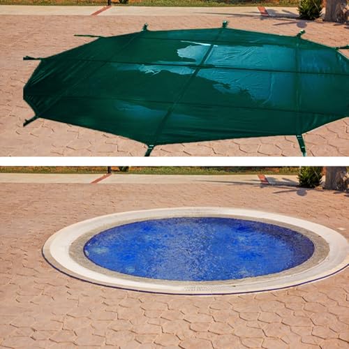 Pool Sicherheitsabdeckung Poolabdeckungen Für Aufstellpools 730cm Winter, Schwimmbeckenabdeckungen Mit Sicherheitsnetz, Harte Cubierta para Piscina/Laubabdeckung,(Green,17ft/5.2m) von LZMZMQ