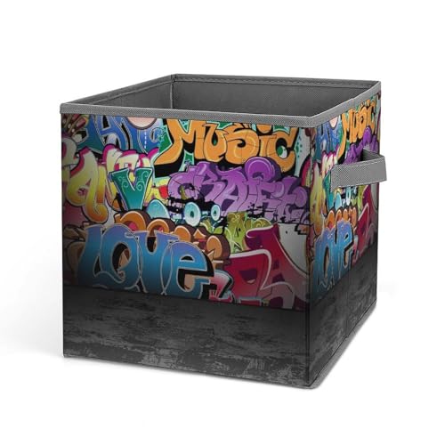LZNJZ 27 x 27 x 27 cm Aufbewahrungsbox mit Griff, bunte Graffiti-Aufbewahrungsboxen von LZNJZ
