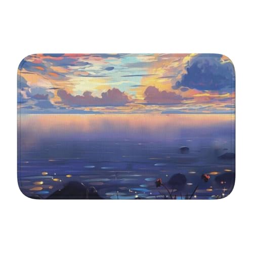 LZNJZ 60 x 40 cm weiche saugfähige Badezimmermatte Graffiti Anime Landschaft Badematte von LZNJZ
