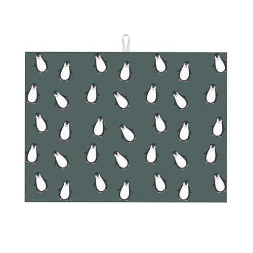 Leichte saugfähige Abtropfmatte, einfache Cartoon-Pinguin-Abtropfmatte für Küche, Teestube von LZNJZ
