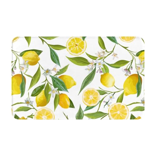 Weiche, saugfähige Badezimmermatte, Blumenblatt, Zitrone, 80 x 49 cm von LZNJZ