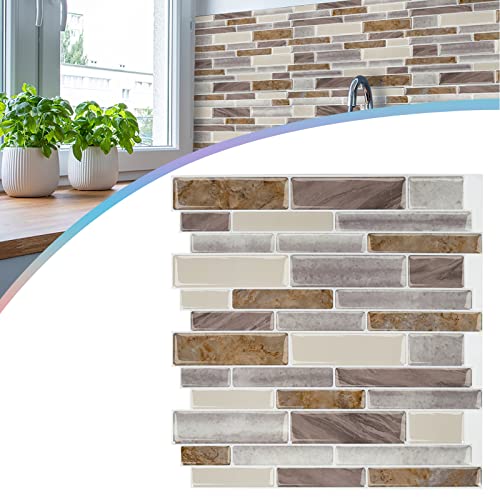 LZQ 10 Blatt Klebefliesen Küche Selbstklebende Backsplash Fliesen 3D Fliesenaufkleber Spritzschutz Wasserdicht Marmor Design für Küche Bad (30 × 30 cm, Gelb) von LZQ