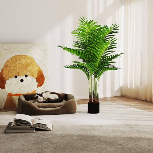 LZQ 110cm Künstlicher Sonnenblumenbaum mit Blättern aus Klebefolie, Große Künstliche Pflanzen für Wohnzimmer Deko, Dekorativer Kunstbaum im Plastiktopf, Plastik Pflanze für Zuhause, Balkon und Büro von LZQ