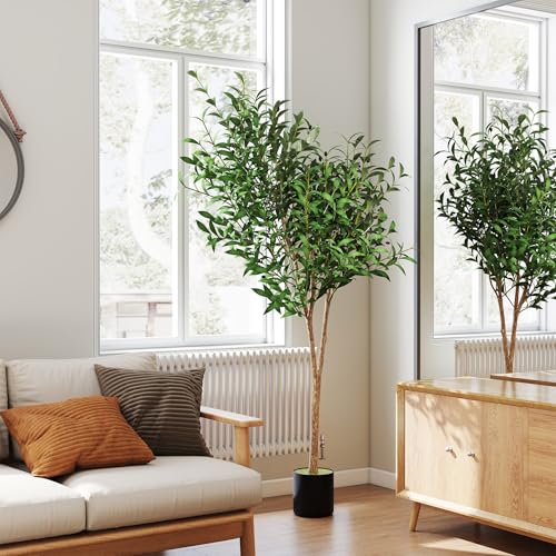LZQ 180cm Künstlicher Olivenbaum mit Blättern aus Stoff, Große Künstliche Pflanzen für Wohnzimmer Deko, Dekorativer Kunstbaum im Plastiktopf, Plastik Pflanze für Zuhause, Balkon und Büro von LZQ