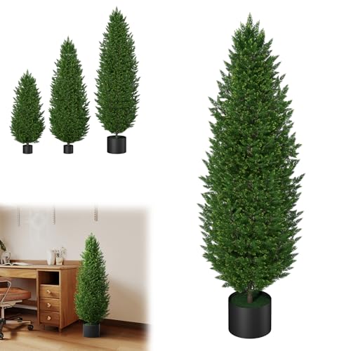 LZQ 2er Set Künstliche Pflanzen 120cm, Kunstbaum mit Topf, UV-Schutz Kunstpflanze für Draußen und Drinnen, Realistische Blätter, Wetterfeste Dekoration für Garten, Terrasse und Büro, Zypresse LZQ 2er Set Künstliche Pflanzen 120cm, Kunstbaum mit Topf, UV-Schutz Kunstpflanze für Draußen und Drinnen, Realistische Blätter, Wetterfeste Dekoration für Garten, Terrasse und Büro, Zypresse von LZQ