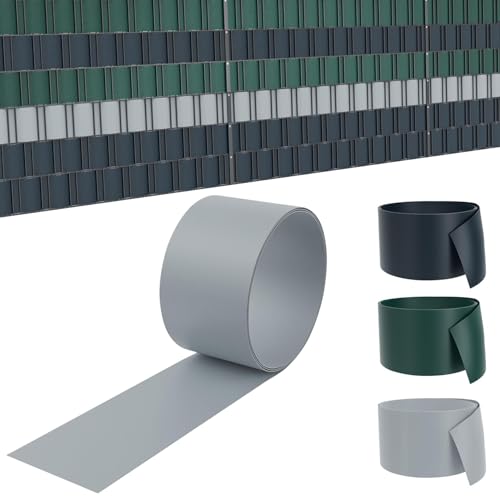 LZQ 30x Hart PVC Sichtschutzstreifen,25m x 19cm Sichtschutz Rolle,Blickdicht Doppelstabmatten für Garten,Balkon,Grau von LZQ
