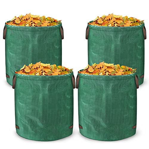 LZQ 4X Gartenabfallsack Gartensack Pop Up Stabil 272L, Laubsack Selbstaufstellend Faltbar Grünschnittsäcke aus Robuste Polypropylen-Gewebe (PP) 150g/m² mit Griffen für Gartenabfall Laub von LZQ