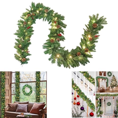 LZQ 5m Girlande Weihnachten Weihnachtsgirlande mit Beleuchtung, Weihnachtsdeko Girlanden mit Roten Beeren und Tannenzapfen, Tannengirlande für Innen und Außendekoration von Türen, Wänden und Treppen LZQ 5m Girlande Weihnachten Weihnachtsgirlande mit Beleuchtung, Weihnachtsdeko Girlanden mit Roten Beeren und Tannenzapfen, Tannengirlande für Innen und Außendekoration von Türen, Wänden und Treppen von LZQ