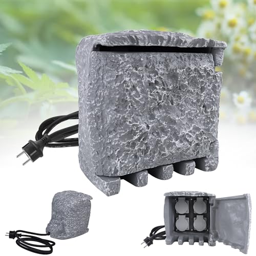 LZQ Aussensteckdose Wasserdicht Gartensteckdosen IP44 10A/250V mit Klappdeckel 4 Steckplätzen Inkl. Erdspieß, Outdoor steckdose für Garten Küche Garage(2 Stück) von LZQ