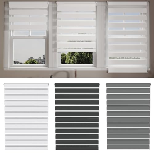 LZQ Doppelrollo Klemmfix ohne Bohren|B60 x H220cm Weiß|Fenster Rollos für Innen|Duo Rollo Klemmrollo mit Lichtdurchlässig und Verdunkelnd|Höhe Stufenlos Verstellbar von LZQ