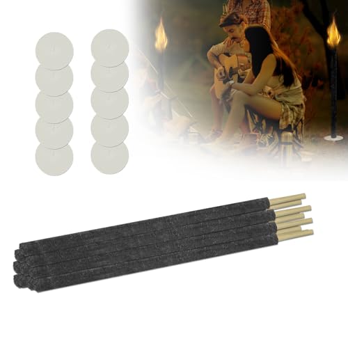 LZQ Fackeln Wachsfackeln Brennzeit 100 Min mit Anti-Tropf-Wachspapierhüllen & Langem Griff,Gartenfackeln,Kinder Wanderung, Fackel Feuerfackel Feuer Garten Laterne Nachtwanderung Lagerfeuer (10 Stück) von LZQ