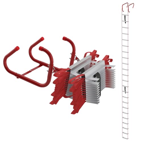 LZQ Feuerleiter Fluchtleiter,Sicherheitsleitern Feuerfeste Rettungsleiter aus Hochfestes Polyester,Max Tragfähigkeit 450 kg,Strickleiter für 3-stöckige Gebäude Balkon Fenster (7.5 M (23 Stufen)) von LZQ