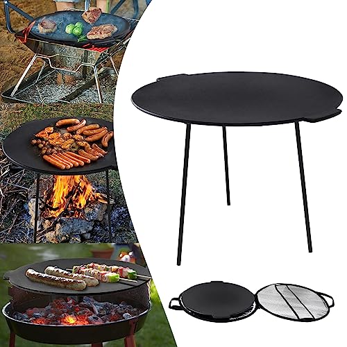 LZQ Gusseisen Grillpfanne Rund Ø45cm Grillwanne mit 3 Beinen, BBQ Dreibein Gusseisen Grillplatte Abnehmbar, Dutch Oven Grillplatte Grillzubehör Feuer Grillschale für Camping Garten LZQ Gusseisen Grillpfanne Rund Ø45cm Grillwanne mit 3 Beinen, BBQ Dreibein Gusseisen Grillplatte Abnehmbar, Dutch Oven Grillplatte Grillzubehör Feuer Grillschale für Camping Garten von LZQ