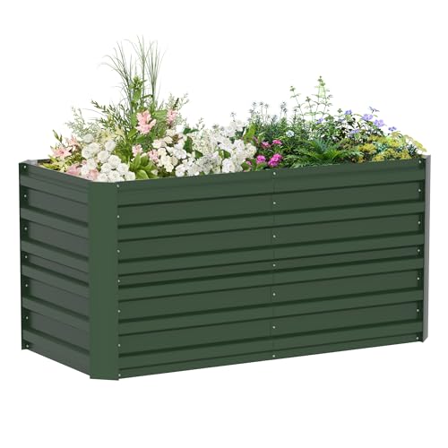 LZQ Hochbeet Metall,2160L Pflanzkasten Hochbeete für Garten,Rostfreies Stahlblech Kräuterbeet, Verzinktes Gemüsebeet Pflanzenbeet zum Anbau von Gemüse, Blumen, 300x120x58 cm Rechteckigl,Grün XL LZQ Hochbeet Metall,2160L Pflanzkasten Hochbeete für Garten,Rostfreies Stahlblech Kräuterbeet, Verzinktes Gemüsebeet Pflanzenbeet zum Anbau von Gemüse, Blumen, 300x120x58 cm Rechteckigl,Grün XL von LZQ