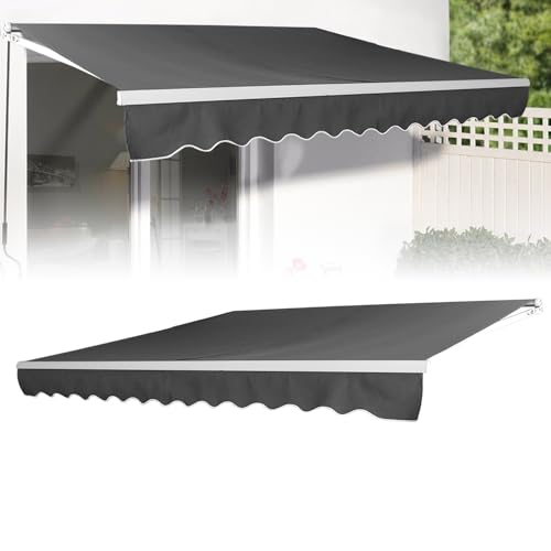 LZQ Klemm Markisen Balkon Sonnen Gelenkarmmarkise Handkurbel,Sonnenschutz Wasserdicht Staubdicht Höhenverstellbar Dunkelgrau(Dunkelgrau,3 * 2.5M) von LZQ