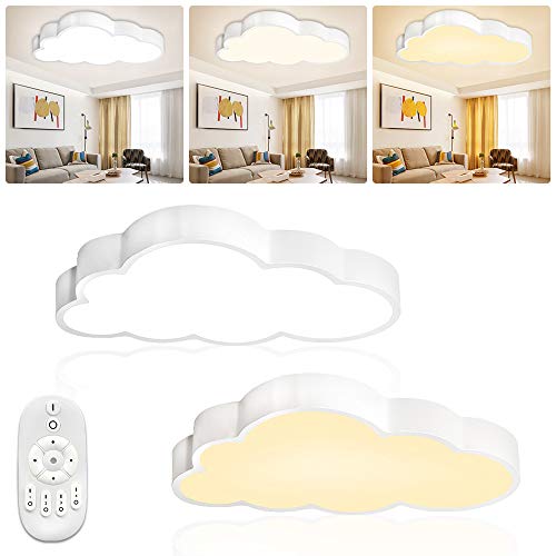 LZQ LED 48W Deckenlampe Kinderzimmer Dimmbar Wolken Deckenleuchte Wohnzimmerleuchten Schlafzimmer Lampe mit Fernbedienung von LZQ