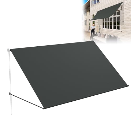 LZQ Markise Balkonmarkise 150x143cm, Beschattung mit UV-Schutz, Schattenspender Fenster 180g/m² Polyestergewebe, Balkonmarkise Aluminiumrahmen, Fallarmmarkise Einziehbar Wasserdicht, Anthrazit LZQ Markise Balkonmarkise 150x143cm, Beschattung mit UV-Schutz, Schattenspender Fenster 180g/m² Polyestergewebe, Balkonmarkise Aluminiumrahmen, Fallarmmarkise Einziehbar Wasserdicht, Anthrazit von LZQ