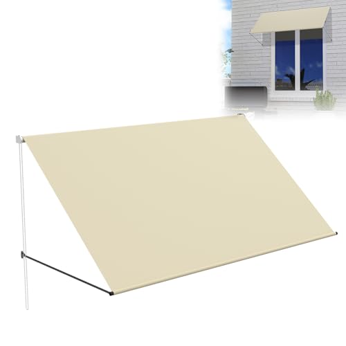 LZQ Markise Balkonmarkise 350x143cm, Beschattung mit UV-Schutz, Schattenspender Fenster 180g/m² Polyestergewebe, Balkonmarkise Aluminiumrahmen, Fallarmmarkise Einziehbar Wasserdicht, Beige LZQ Markise Balkonmarkise 350x143cm, Beschattung mit UV-Schutz, Schattenspender Fenster 180g/m² Polyestergewebe, Balkonmarkise Aluminiumrahmen, Fallarmmarkise Einziehbar Wasserdicht, Beige von LZQ