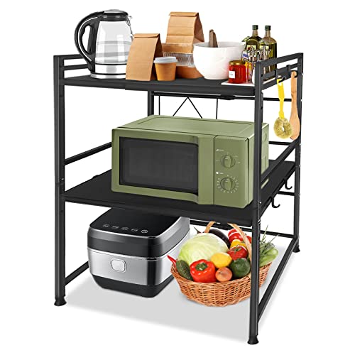 LZQ Mikrowelle Regale,Bäckerregal Kitchen Storage Rack,Erweiterbares Mikrowellenregal Microwave Shelf 2-stufiges,Küchentischregal aus Kohlenstoffstahl,Mini Backofen Halterung für kleine Küche Schwarz LZQ Mikrowelle Regale,Bäckerregal Kitchen Storage Rack,Erweiterbares Mikrowellenregal Microwave Shelf 2-stufiges,Küchentischregal aus Kohlenstoffstahl,Mini Backofen Halterung für kleine Küche Schwarz von LZQ
