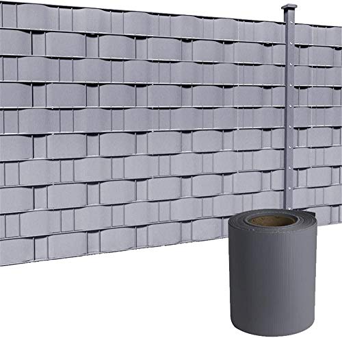 LZQ PVC Sichtschutzstreifen Sichtschutzfolie Extra dick Blickdicht Sichtschutz Streifen Doppelstabmattenzaun Zaunfolie mit 30 Befestigungsclips für Gartenzaun, Balkon (65m x 19cm, Hellgrau) von LZQ