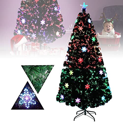 LZQ PVC Weihnachtsbaum Künstliche 150cm/ 5 ft mit Weihnachtsbäume mit LED Beleuchtung Glasfaser und Schneeflocken Christmas Tree für Weihnachtsdekoration aus Grün PVC, Metall Ständer LZQ PVC Weihnachtsbaum Künstliche 150cm/ 5 ft mit Weihnachtsbäume mit LED Beleuchtung Glasfaser und Schneeflocken Christmas Tree für Weihnachtsdekoration aus Grün PVC, Metall Ständer von LZQ