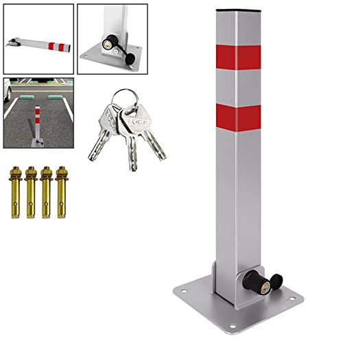 LZQ Parkplatzsperre Parkpfosten Klappbar Parkplatzsperren mit 3 Schlüssel,Stahl Robust Standfuß Absperrpfosten,Parkplatz absperrung (2 Stück) von LZQ