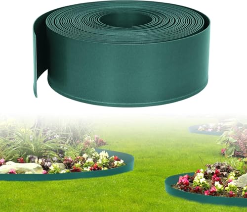 LZQ Rasenkante Kunststoff Beeteinfassung 10m Garten Rasenkante Flexibel und Frei zu Biegen Grün von LZQ