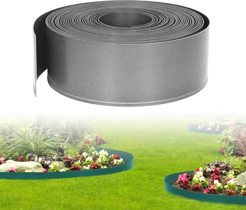 LZQ Rasenkante Kunststoff Beeteinfassung 10m Garten Rasenkante Flexibel und Frei zu Biegen Hellgrau von LZQ