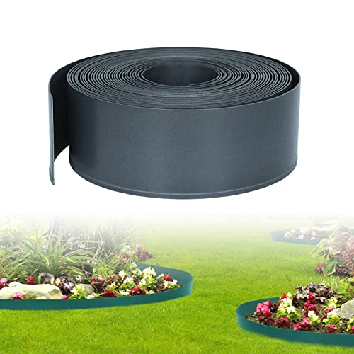 LZQ Rasenkante Kunststoff Beeteinfassung 40m Garten Rasenkanten, Beetumrandungen Flexibel Frei zu Biegen Anthrazit von LZQ
