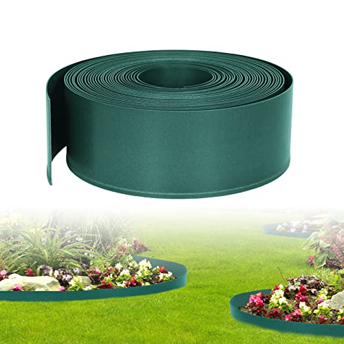 LZQ Rasenkante Kunststoff Beeteinfassung 40m Garten Rasenkanten, Beetumrandungen Flexibel Frei zu Biegen Grün von LZQ