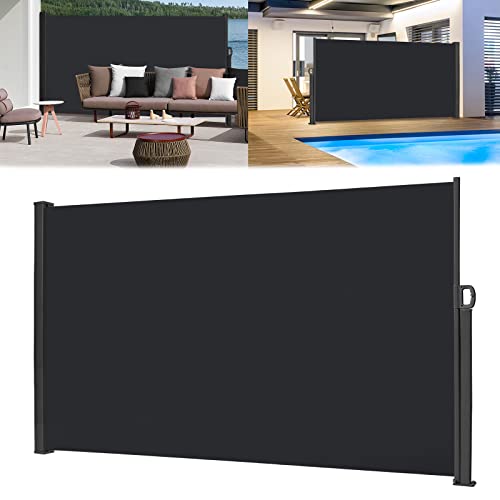 LZQ Seitenmarkise Ausziehbar Balkon Sonnenschutz Sichtschutz Markise,Wasserdicht Windschutz Seitenrollo aus Polyester für Garten Terrasse Spielplätzen Camping(180x300cm,Anthrazit) von LZQ