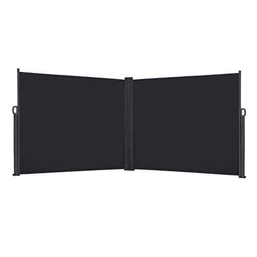LZQ Seitenmarkise Sichtschutz Sonnenschutz Windschutz, Markisenstoff aus Polyester für Terrasse Camping seitlicher Windschutz (180x600cm, Anthrazit) von LZQ