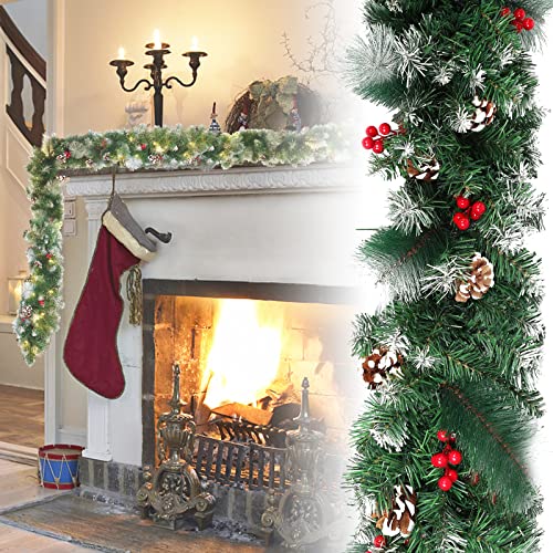 LZQ Tannengirlande 5 M, Girlande Weihnachten, Weihnachtsgirlande mit Lichterkette, Weihnachtsdeko Girlanden mit Roten Beeren und Tannenzapfen, für Innen und Außendekoration von Türen, Wänden,Treppen LZQ Tannengirlande 5 M, Girlande Weihnachten, Weihnachtsgirlande mit Lichterkette, Weihnachtsdeko Girlanden mit Roten Beeren und Tannenzapfen, für Innen und Außendekoration von Türen, Wänden,Treppen von LZQ