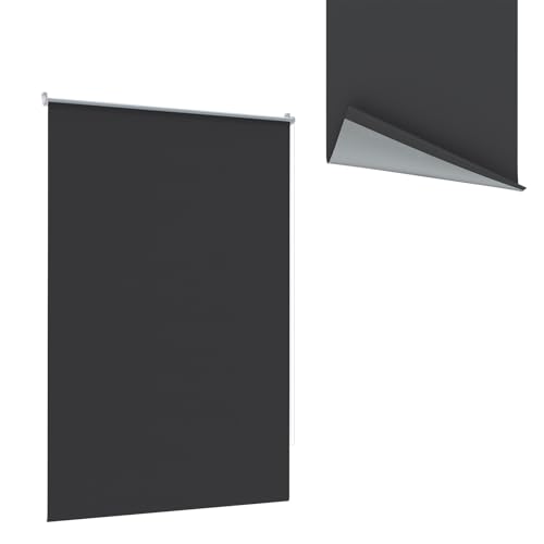 LZQ Verdunklungsrollo Klemmfix ohne Bohren Rollos für Fenster & Türen 70 x 210 cm Schwarz Fensterrollo Seitenzugrollo von LZQ
