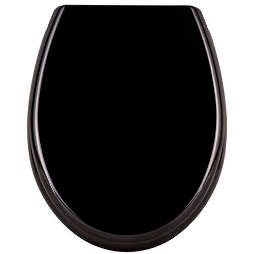 LZQ WC Sitz mit absenkautomatik Toilettensitz Toilettendeckel inkl. Montagematerial aus Hartplastik, 45 x 38cm, Schwarz von LZQ