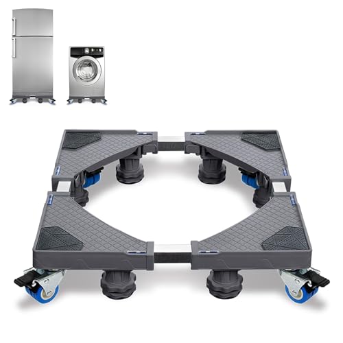 LZQ Waschmaschinen Untergestell, Waschmaschine Sockel Verstellbare Sockel für Kühlschrank Waschmaschine Trockner und Gefrierschrank,Bärenlast 300 kg (Einstellbare Breite 44-75 cm Höhe 11-13 cm), Grau von LZQ
