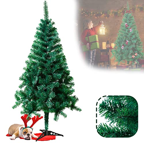 LZQ Weihnachtsbaum künstlich PVC Christbaum schwer entflammbarer Tannenbaum mit Schnellaufbau Klappsystem, inkl. Ständer - Grün PVC 120 cm von LZQ