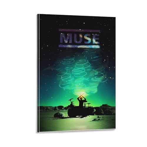 Muse Rock Band Poster, ästhetischer Leinwand-Kunstdruck, Heimdekoration für Schlafzimmer, Wohnzimmer, 40 x 60 cm, Rahmenstil von LZQFFF