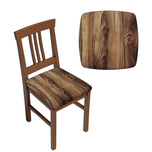 LZQPOEAS Stuhl-Sitzbezüge, quadratisch, waschbar, Holzmaserung, abnehmbar, für Esszimmerstühle, Stuhlschoner, Bezug für Zuhause, Küche, 6 Stück von LZQPOEAS