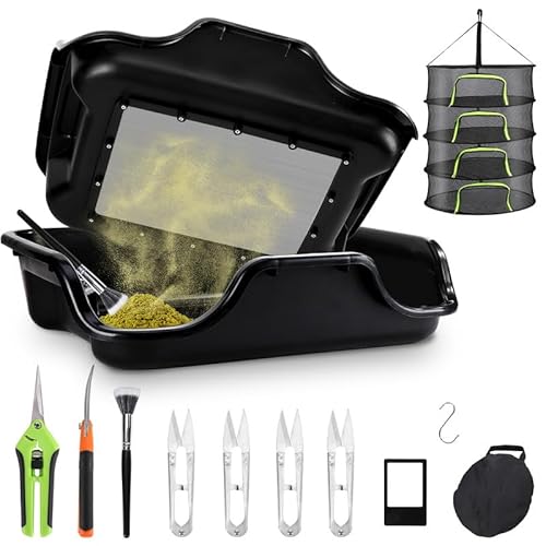 LZRBUBO Premium Trim Bin Set 10 teiliges - Inkl. Trim Tray mit Pollensieb, Trockennetz und Trimmscheren-Trimming Tray, Trimmschale, Trim Bowl, Trimm Tablett, Grow Zubehör für Pollen and Herbs LZRBUBO Premium Trim Bin Set 10 teiliges - Inkl. Trim Tray mit Pollensieb, Trockennetz und Trimmscheren-Trimming Tray, Trimmschale, Trim Bowl, Trimm Tablett, Grow Zubehör für Pollen and Herbs von LZRBUBO